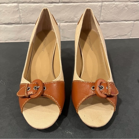 NEW Worthington sz 8 tan and brown spectator peeptoe pumps - Picture 2 of 16